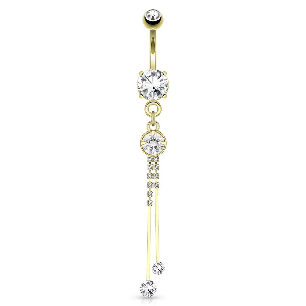 Bauchnabelpiercing 1,6mm 10mm Anhänger Viereck Ring Nabelpiercing Edelstahl Chirurgenstahl Bananabell Zirkonia Vergoldet 14 Karat