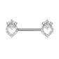Brustwarzenpiercing Zirkonia Pavé Herzen Krone Silber Gold Roségold Brustpiercing Nippelpiercing Chirurgenstahl Stab 14mm