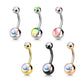 Bauchnabelpiercing Doppel-Kugel Irisierender Stein Nabelpiercing Chirurgenstahl Bananabell viele Farben Stab 1,6/10mm