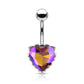 Bauchnabelpiercing Regenbogen-Effekt Kristall Herz Nabelpiercing Chirurgenstahl Bananabell viele Farben Stab 1,6/10mm