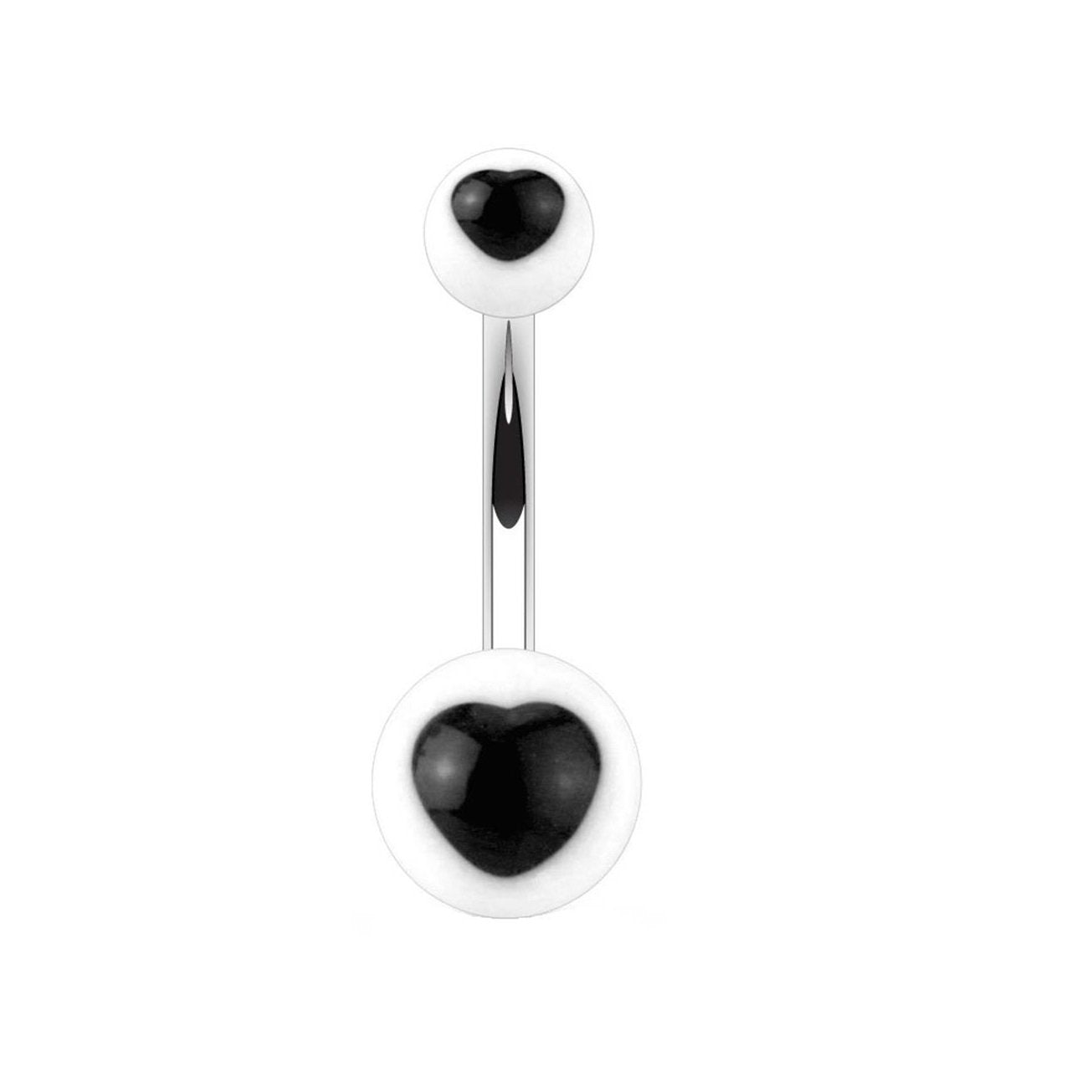 Bauchnabelpiercing UV Herz Nabelpiercing ACRYL-Kugeln Bananabell Edelstahl Stab-Dicke 1,6mm Stab-länge 10mm