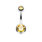 Bauchnabelpiercing 2 ZIRKONIA Nabelpiercing Chirurgenstahl Bananabell Silber Multicolor Stab 1,6/10mm Kugeln 4/6mm