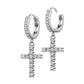1 Paar Damen Creolen Ohrhänger Anhänger Kreuz Pavé Zirkonia Clear Ohrringe Ohrstecker Silber Gold