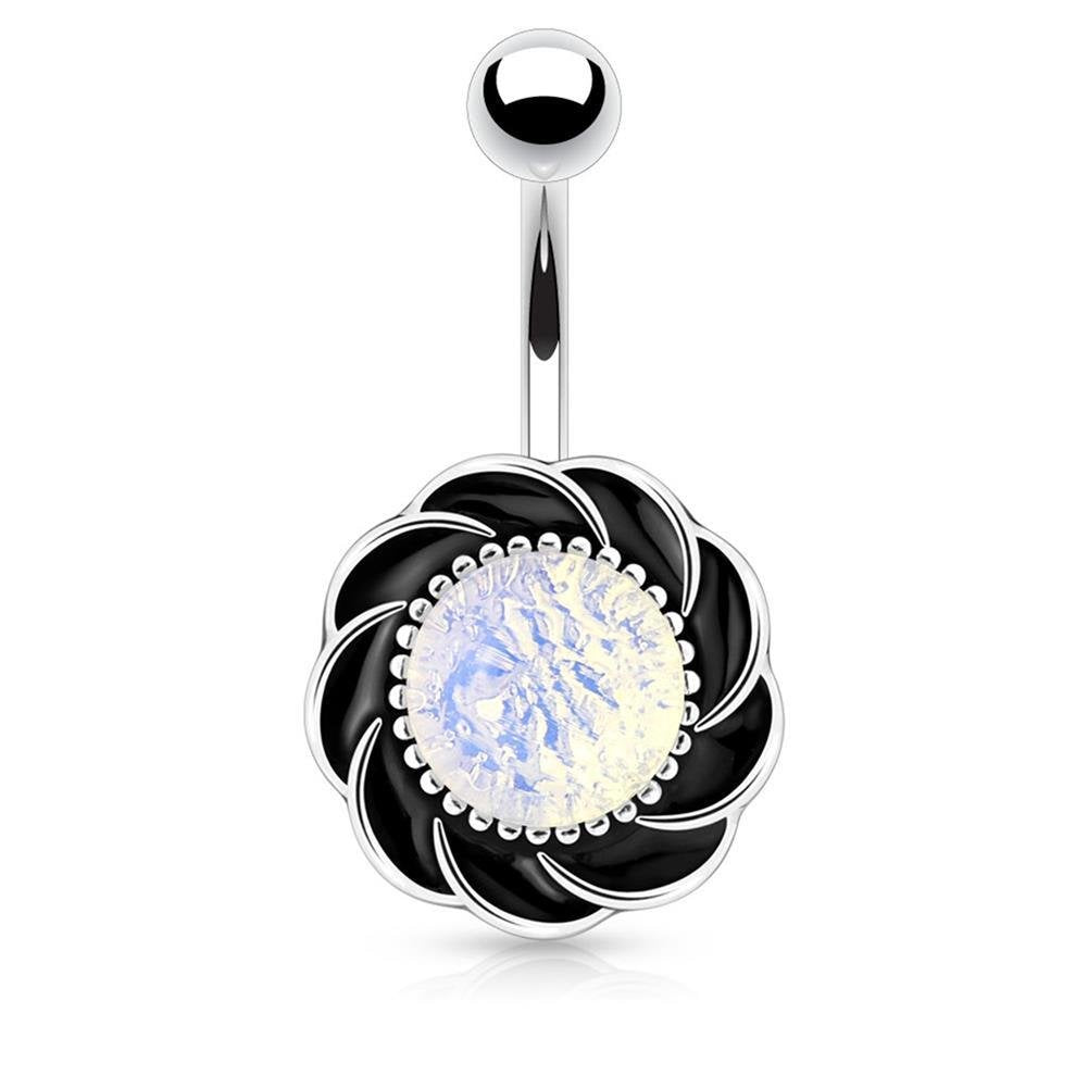 Bauchnabelpiercing 1,6mm 10mm Vintage Ornament Blume Juwel Nabelpiercing Edelstahl Chirurgenstahl Bananabell Zirkonia Opal