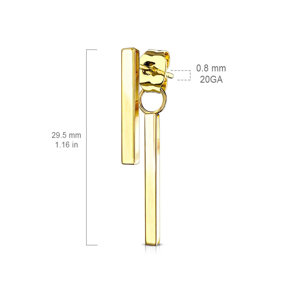 1 Paar Damen Ohrstecker Balken Anhänger Ohrringe Chirurgenstahl Silber Gold Roségold