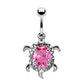 Bauchnabelpiercing SCHILDKRÖTE 1,6mm 10mm Nabelpiercing Edelstahl Chirurgenstahl Bananabell Zirkonia Silber Aqua Pink Clear Lila