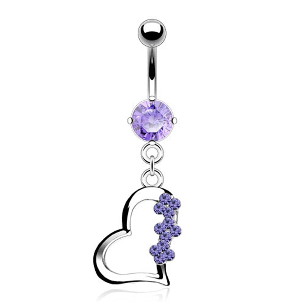 Bauchnabelpiercing 1,6mm 10mm Anhänger Herz Nabelpiercing Edelstahl Chirurgenstahl Bananabell Zirkonia Pink Clear Aurora