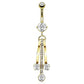 Bauchnabelpiercing 1,6mm 10mm Anhänger Viereck Ring Nabelpiercing Edelstahl Chirurgenstahl Bananabell Zirkonia Vergoldet 14 Karat