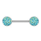Brustwarzenpiercing Glitzer Steine Brustpiercing Nippelpiercing Chirurgenstahl Silber Multicolor Stab 1,6/14mm Stein 9mm