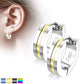 1 Paar Damen sandgebürstete CREOLE Mitte farbiger Streifen Ohrringe Ohrstecker Chirurgenstahl Silber Bunt 4,3mm