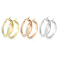 1 Paar Damen Ohrringe CREOLE 4mm breit Zirkonia-Rand Muster Ohrstecker Chirurgenstahl Gold Roségold Silber Clear 30mm