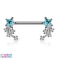 Brustwarzenpiercing Stern-schnuppen Silber Clear Pink Aqua Brustpiercing Nippelpiercing Intimpiercing Chirurgenstahl Stab 16mm