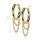 1 Paar Damen Creole Doppel-Kette Anhänger Ohrringe Silber Gold Schwarz