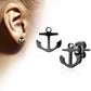 1 Paar funkelnde Ohrringe GROSSER ANKER 10x10 mm Ohrringe Ohrstecker Chirurgenstahl Set Silber Gold Schwarz