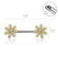 Brustwarzenpiercing Blumen Silber Gold Roségold Clear Brustpiercing Nippelpiercing Intimpiercing Chirurgenstahl Stab 14mm