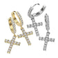 1 Paar Damen Creolen Ohrhänger Anhänger Kreuz Pavé Zirkonia Clear Ohrringe Ohrstecker Silber Gold