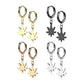 1 Paar Damen Creolen Ohrhänger Hanf-Blatt Anhänger Ohrringe Ohrstecker Silber Gold Schwarz Roségold