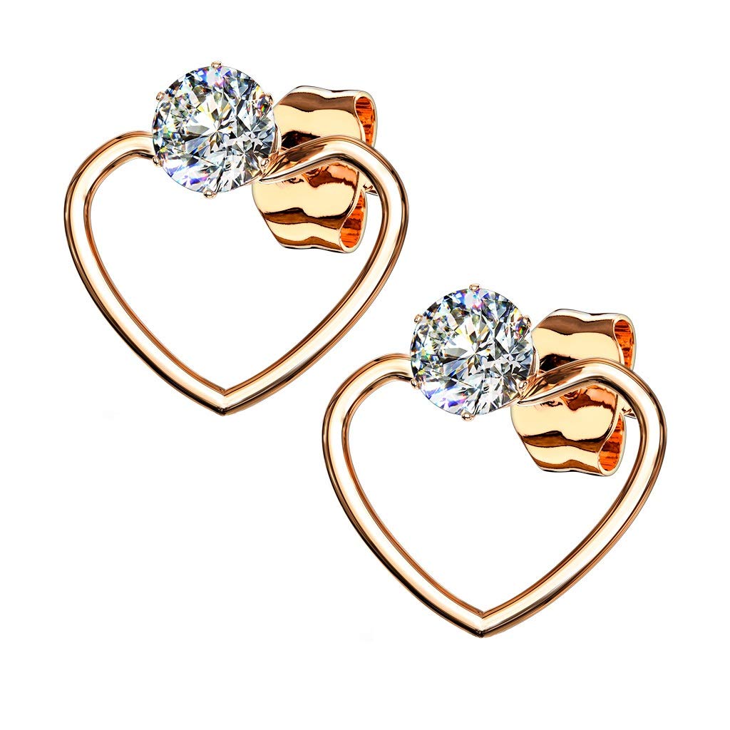 1 Paar Damen e HERZ ZIRKONIA Ohrringe Ohrstecker Chirurgenstahl Multicolor Clear