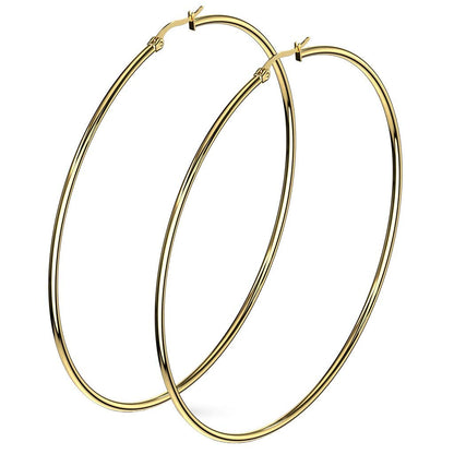 1 Paar Damen CREOLEN Ohrringe Ohrstecker Chirurgenstahl Gold 10 15 20 25 30 35 40 45 50 55 60 65 70 75 mm