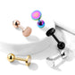 1 Knorpel Ohrstecker Flat Top Rund Cartilage Labret Piercings Tragus viele Farben Edelstahl Schraubverschluss Steg 6,5/1,2mm