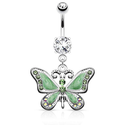 Bauchnabelpiercing Set 1,6mm 10mm Schmetterling 15,7mm x 19,9mm Nabelpiercing Chirurgenstahl Bananabell Zirkonia Silber