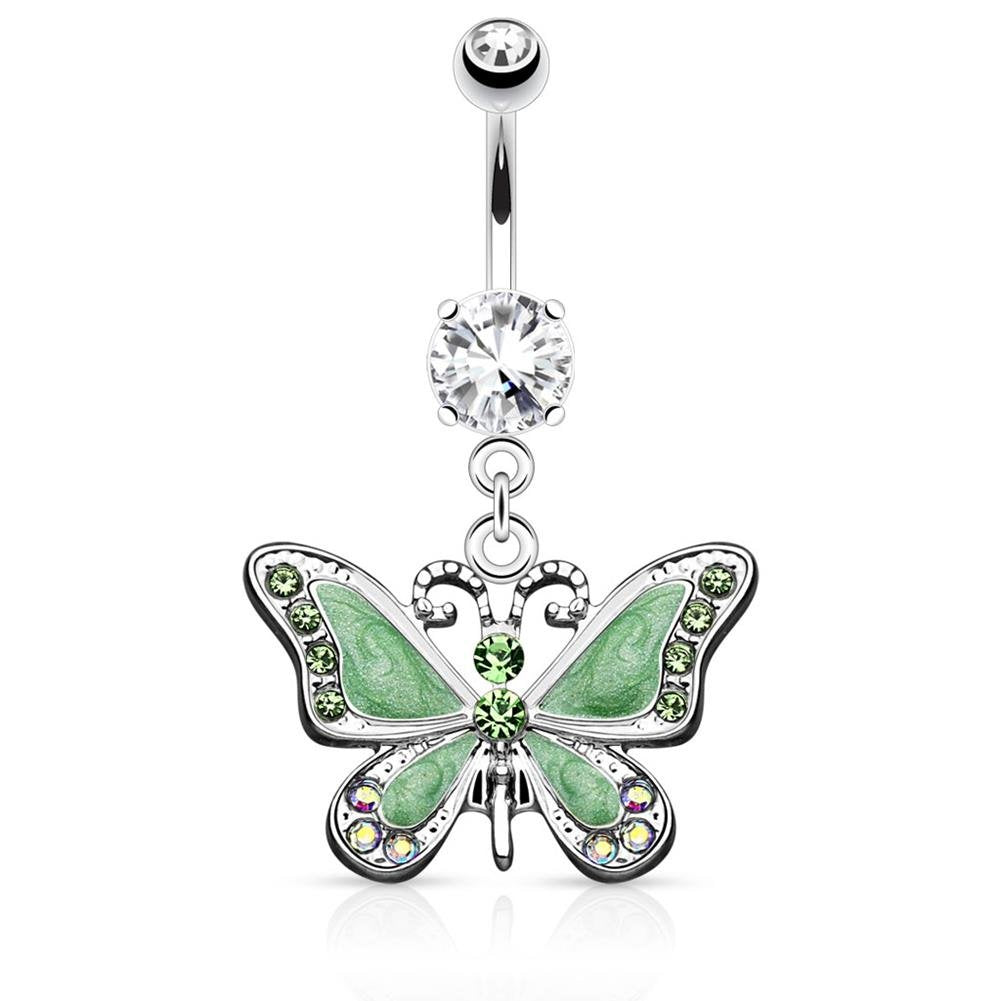Bauchnabelpiercing Set 1,6mm 10mm Schmetterling 15,7mm x 19,9mm Nabelpiercing Chirurgenstahl Bananabell Zirkonia Silber