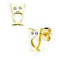 1 Paar Ohrringe Set Ohrstecker Edelstahl Chirurgenstahl Eule Augen clear Zirkonia gold silber