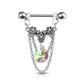 Brustwarzenpiercing Blumen Kristall Ketten Anhänger Brustpiercing Nippelpiercing Chirurgenstahl Silber Mehrfarbig Stab 1,6/14mm