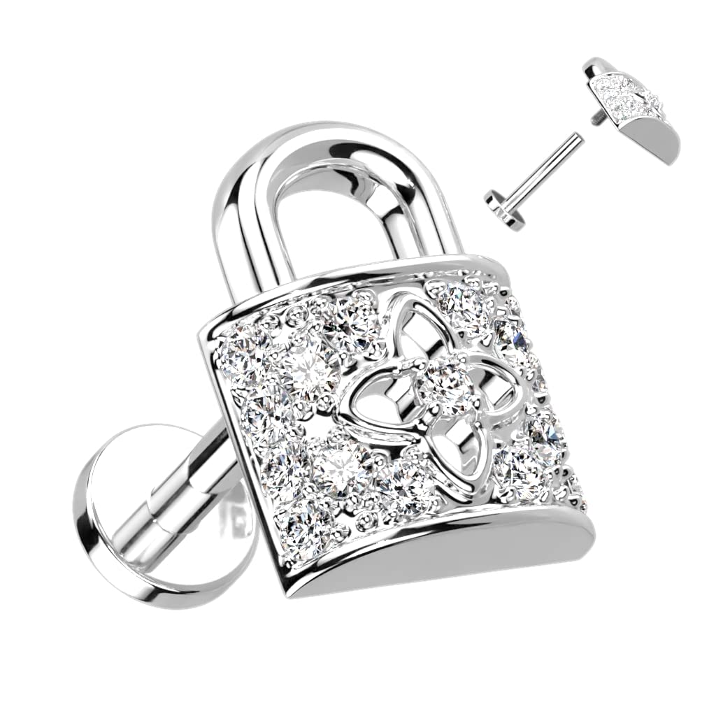Knorpel Ohrstecker Schloss Silber Gold Roségold Pavé Zirkonia Clear Piercings Chirurgenstahl Schraubverschluss Stab 6/8mm lang