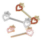 Brustwarzenpiercing Zirkonia Pavé Herzen Krone Silber Gold Roségold Brustpiercing Nippelpiercing Chirurgenstahl Stab 14mm