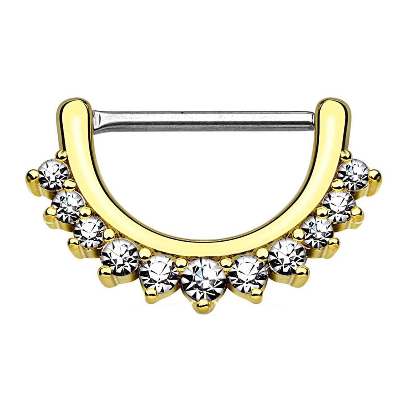 Brustwarzenpiercing ZIRKONIA-Reihe Brustpiercing Edelstahl Silber Gold Roségold Clear Stab 1,2mm 1,6mm 12mm klick-Verschluss