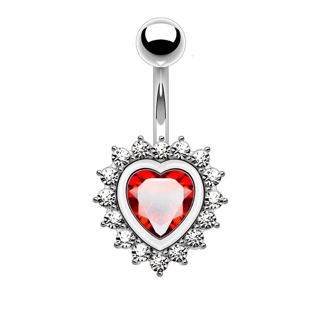 Bauchnabelpiercing ZIRKONIA Herz Nabelpiercing Chirurgenstahl Bananabell 14kt Vergoldet Silber Multicolor Stab 1,6/10mm