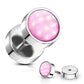 Fake Ohrplug leuchtender Stein Opal-Effekt Ohrpiercing Ohrschmuck Chirurgenstahl Schraubverschluss viele Farben 8mm