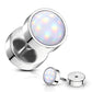 Fake Ohrplug leuchtender Stein Opal-Effekt Ohrpiercing Ohrschmuck Chirurgenstahl Schraubverschluss viele Farben 8mm