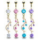 Bauchnabelpiercing Wein-Rebe Set 1,6mm 10mm Nabelpiercing Chirurgenstahl Bananabell Zirkonia 14 Karat Vergoldet Clear Pink Aqua