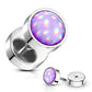 Fake Ohrplug leuchtender Stein Opal-Effekt Ohrpiercing Ohrschmuck Chirurgenstahl Schraubverschluss viele Farben 8mm