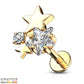 Knorpel Ohrstecker 3 Sterne Silber Gold Roségold 2 Zirkonia Clear Piercings Chirurgenstahl Schraubverschluss Stab 6/8mm lang