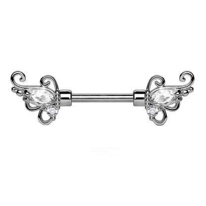 Brustwarzenpiercing FLORALES Design Brustpiercing Intimpiercing Edelstahl Silber Gold Roségold Clear Stab 1,6mm 12mm