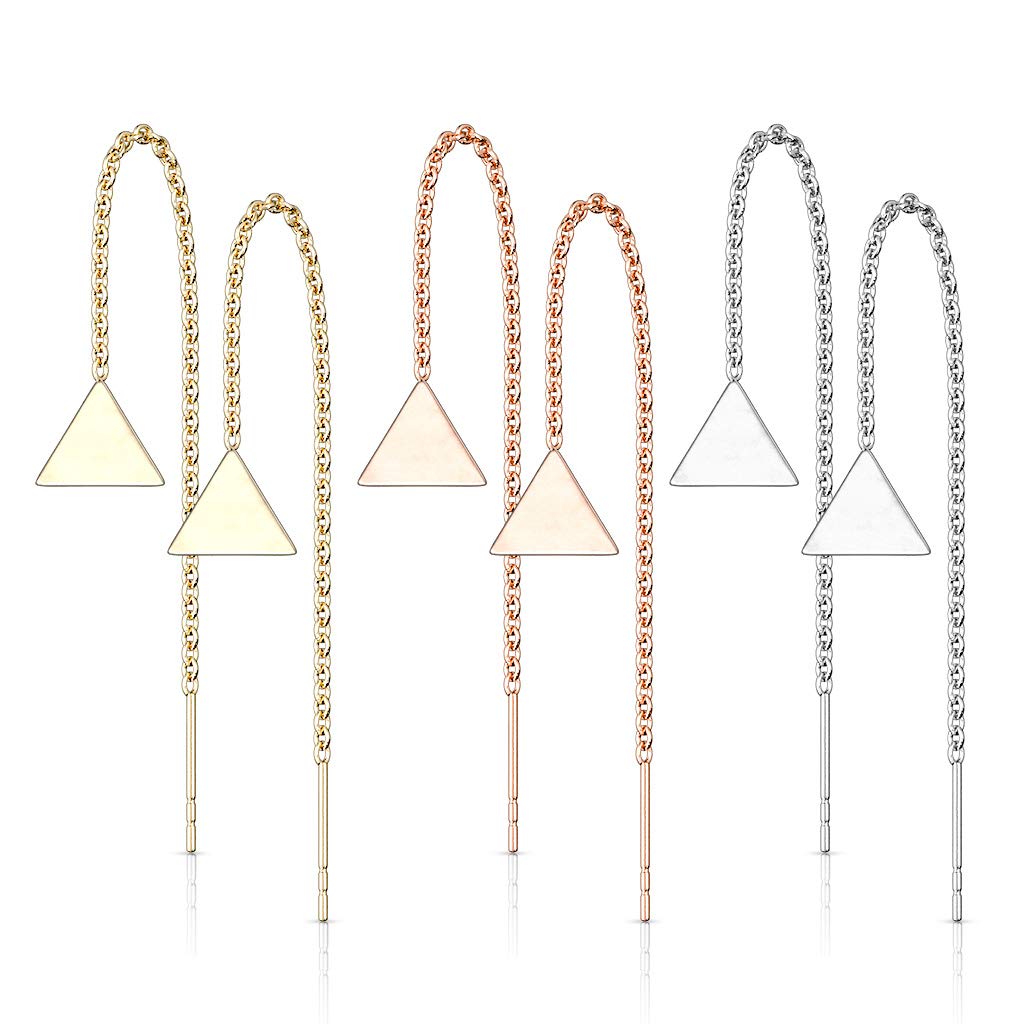 1 Paar Damen Ohrring Durchzieher Anhänger Dreieck Ohrringe Ohrstecker Chirurgenstahl Silber Gold Roségold