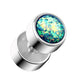 Fake Ohrplug Glitzer-Opal Optik Ohrpiercing Ohrschmuck Chirurgenstahl Schraubverschluss Grün Pink Weiß Kugel 8mm