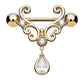 Filigrane Herzen Tropfen ANHÄNGER Brustwarzenpiercing Intimpiercing Brustpiercing Edelstahl ROSÉGOLD Gold Silber 1,6mm 14mm