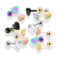 1 Knorpel Ohrstecker Flat Top Herz Cartilage Labret Piercings Tragus viele Farben Edelstahl Schraubverschluss Steg 6,5/1,2mm