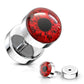 Fake Ohrplug Auge Ohrpiercing Ohrschmuck Chirurgenstahl Schraubverschluss Silber Blau Grün Rot 8mm