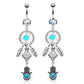 Bauchnabelpiercing Set 1,6mm 10mm Hamsa 48,2 x 14,3mm Nabelpiercing Chirurgenstahl Bananabell Zirkonia Silber Clear Türkis