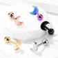 1 Knorpel Ohrstecker Flat Top Halb-Mond Cartilage Labret Piercings Tragus viele Farben Edelstahl Schraubverschluss Steg 6/1,2mm