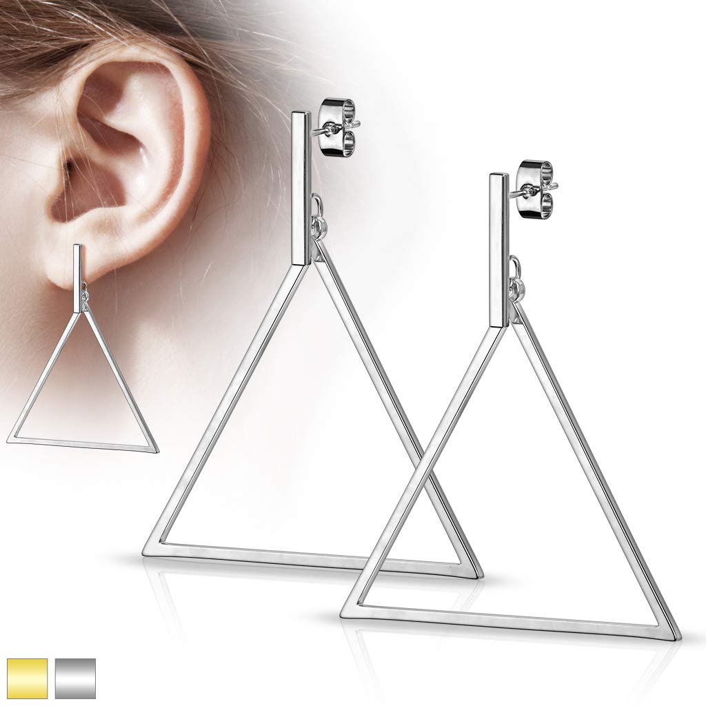 1 Paar Damen Ohrstecker Balken Anhänger Dreieck Ohrringe Chirurgenstahl Steckerverschluss Silber Gold