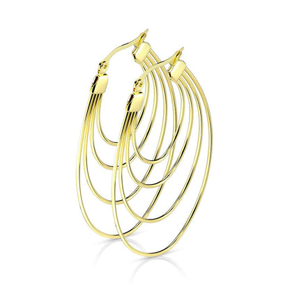 1 Paar Damen Ohrringe vierfach Oval-Anhänger e Ohrstecker Chirurgenstahl Gold Roségold Silber Länge 51mm