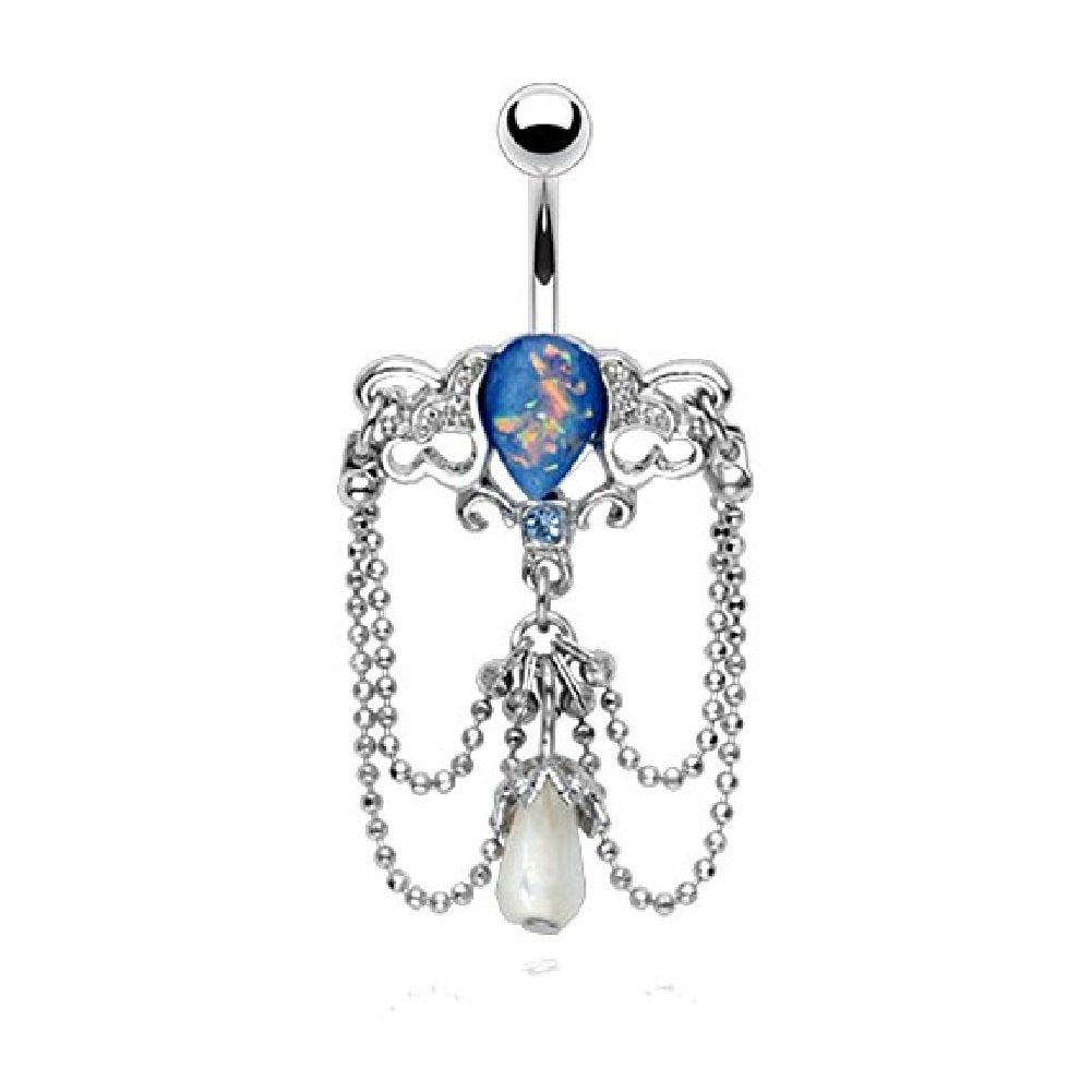Bauchnabelpiercing Vintage-ANHÄNGER 1,6mm 10mm Nabelpiercing Edelstahl Chirurgenstahl Bananabell Zirkonia Opal Perlen