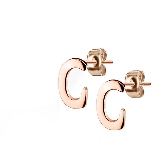 1 Paar Ohrstecker ALPHABET INITIALEN e Ohrringe Schmuck Set Edelstahl Silber Roségold