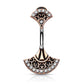 Bauchnabelpiercing Doppel Kristall Fächer Tribal Nabelpiercing Chirurgenstahl Bananabell Silber Gold Roségold Clear Stab 1,6/10mm